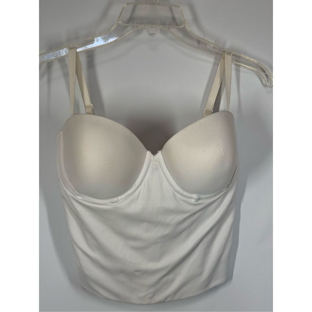 Maidenform Bridal Bra White Strapless Long Line 7715 Boned Size 36D